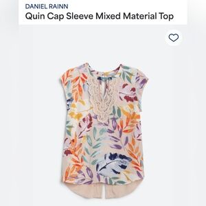 ✨ EUC Daniel Rainn Quin Cap Sleeve Mixed Material Top – Size XL ✨
